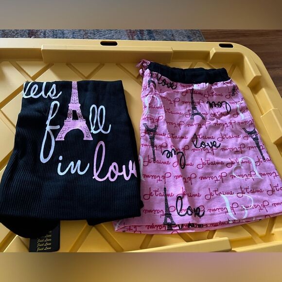 “Let’s Fall in Love” Tank top pajama short set with elastic waist - Picture 2 of 5